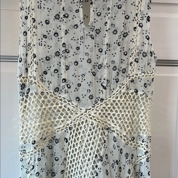 Anthropologie Floreat Micro Floral & Crochet Sheer Fit & Flare Midi Dress - Sz 2 - Picture 10 of 13